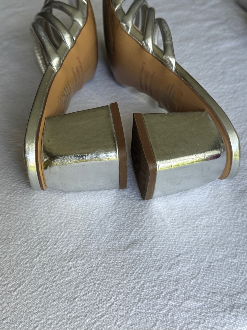 BP Silver Multi-Strap Strappy Block Heel Sandals Heels - Picture 5 of 7